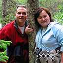 Jaddie & Becky On Chilkoot Trail; Tayia River In Background