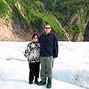 Jaddie & Becky Standing On Mendenhall Glacier