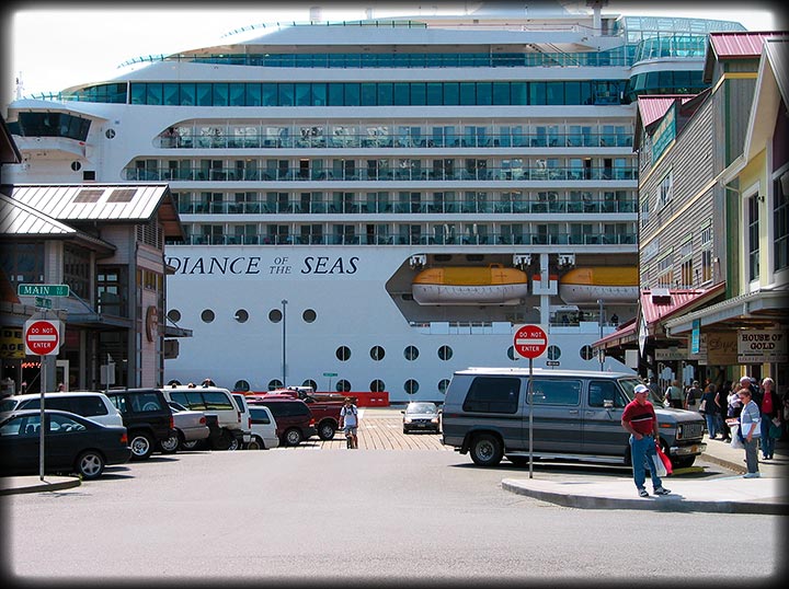 Radiance Of The Seas At End Of Street In Ketchikan