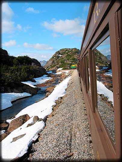 White Pass & Yukon Route Express Alongside Small Stream