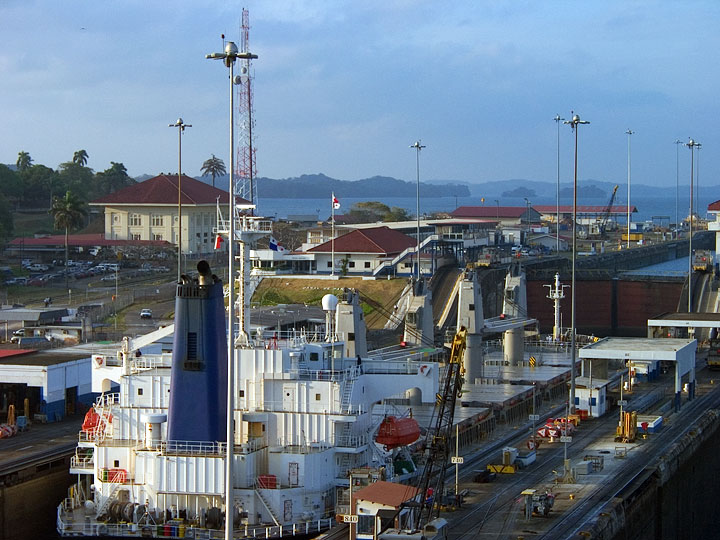 Cargo Ship In Gatun Locks