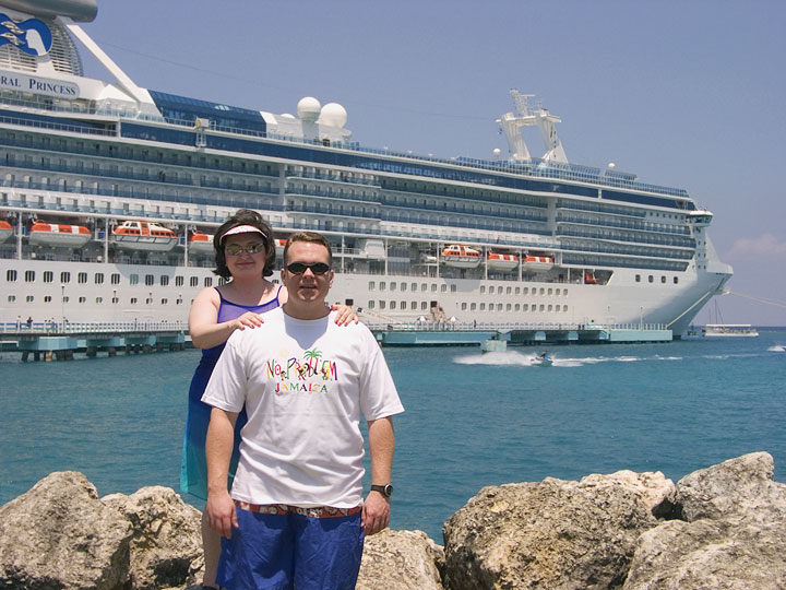 Jaddie & Becky Standing In Front Of Coral Princess In Ocho Rios