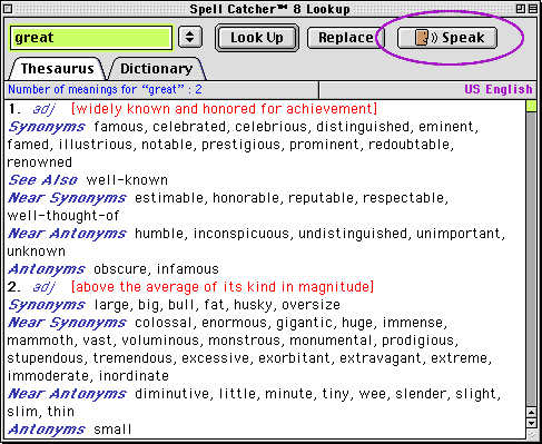 Spell Catcher Lookup Window