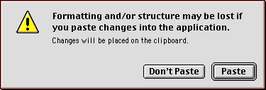 Loss of Formatting Warning