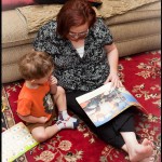 Enjoying storytime with Mommy after we got home
