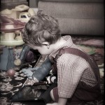 Playing with his iPad before school