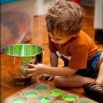 Making caterpillar cupcakes