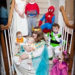 Characters at the Bankses' Halloween party