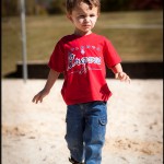 About to play in the sand at Bogan Park