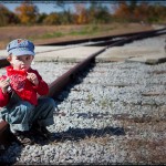 Enjoying a lollipop trackside at the Southeastern Railway Museum