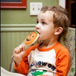 Enjoying a Halloween cookie given to him by our friend and neighbor Candy Enjoying a Halloween cookie given to him by our friend and neighbor Candy