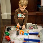 Playing with trains at Pottery Barn Kids at Lenox Square Playing with trains at Pottery Barn Kids at Lenox Square